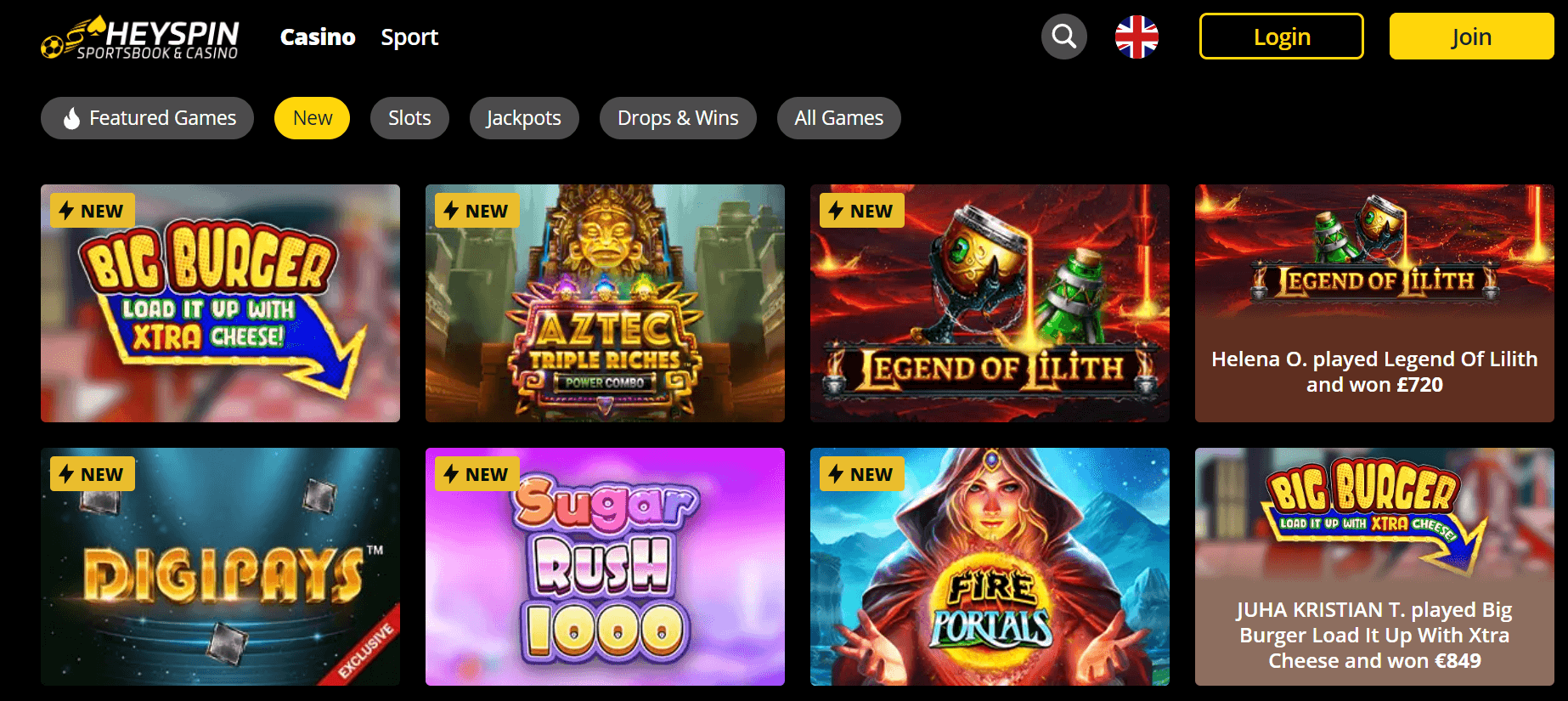 heyspin casino UK